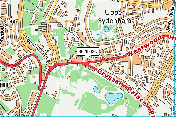 SE26 6XQ map - OS VectorMap District (Ordnance Survey)