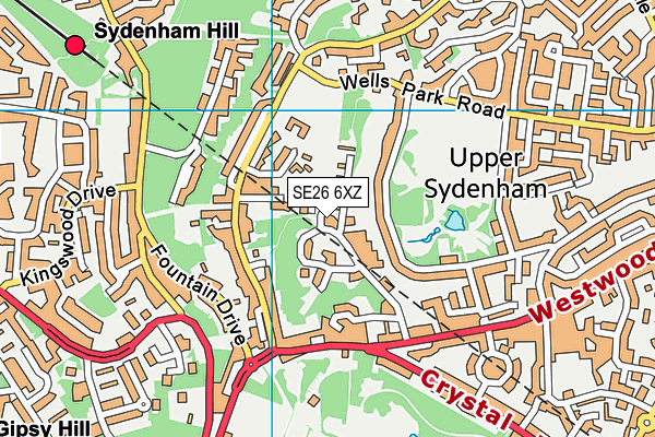 SE26 6XZ map - OS VectorMap District (Ordnance Survey)