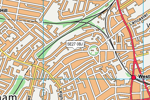 SE27 0BJ map - OS VectorMap District (Ordnance Survey)