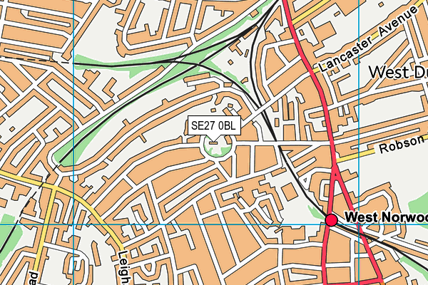 SE27 0BL map - OS VectorMap District (Ordnance Survey)