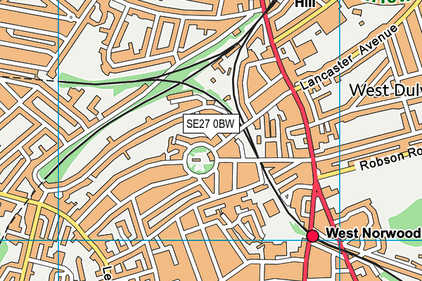 SE27 0BW map - OS VectorMap District (Ordnance Survey)