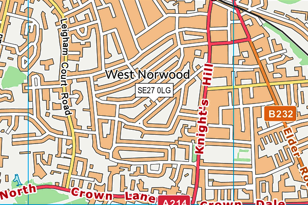 SE27 0LG map - OS VectorMap District (Ordnance Survey)