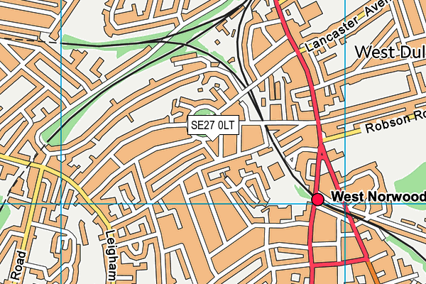 SE27 0LT map - OS VectorMap District (Ordnance Survey)