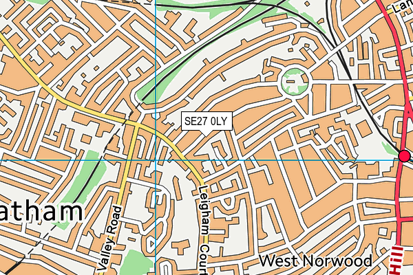 SE27 0LY map - OS VectorMap District (Ordnance Survey)