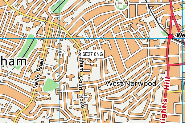 SE27 0NG map - OS VectorMap District (Ordnance Survey)