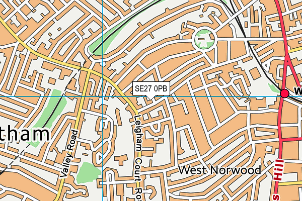 SE27 0PB map - OS VectorMap District (Ordnance Survey)
