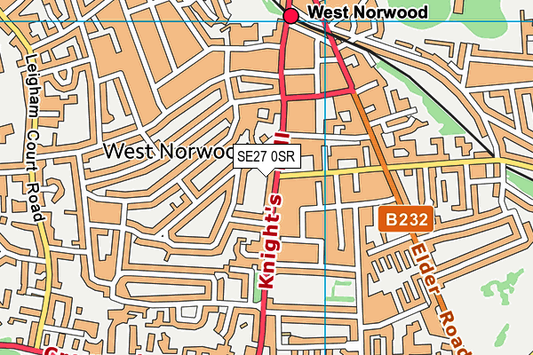 West Norwood Lawn Tennis Club (Closed) map (SE27 0SR) - OS VectorMap District (Ordnance Survey)