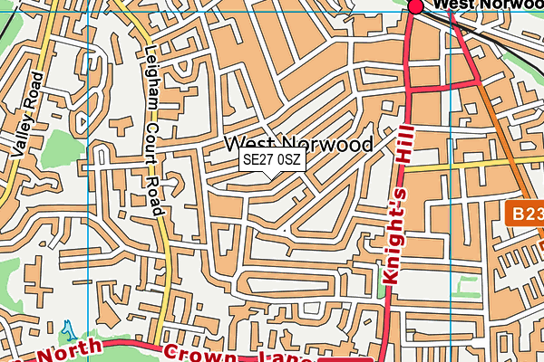 SE27 0SZ map - OS VectorMap District (Ordnance Survey)