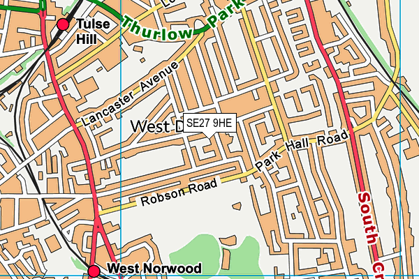 SE27 9HE map - OS VectorMap District (Ordnance Survey)