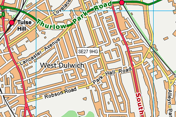 SE27 9HG map - OS VectorMap District (Ordnance Survey)