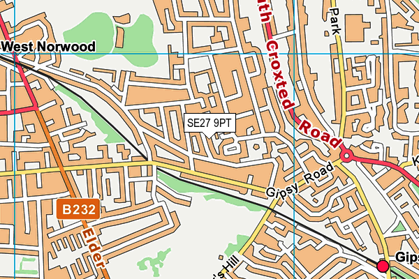 SE27 9PT map - OS VectorMap District (Ordnance Survey)