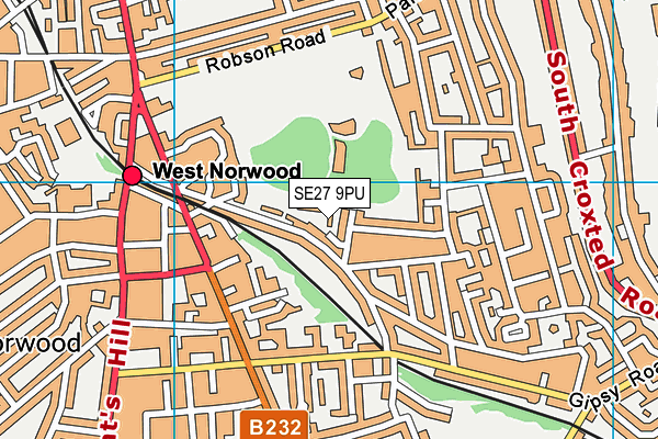 SE27 9PU map - OS VectorMap District (Ordnance Survey)