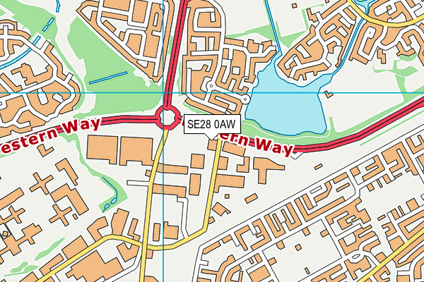 SE28 0AW map - OS VectorMap District (Ordnance Survey)