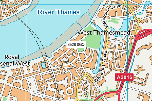 SE28 0GQ map - OS VectorMap District (Ordnance Survey)