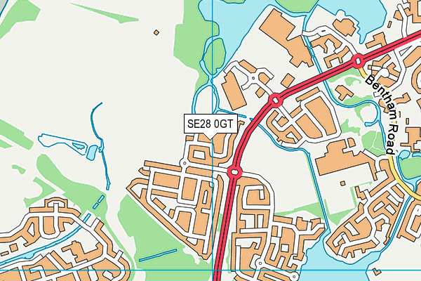 SE28 0GT map - OS VectorMap District (Ordnance Survey)