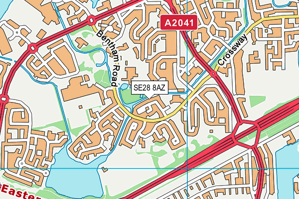 SE28 8AZ map - OS VectorMap District (Ordnance Survey)