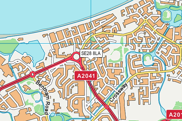 SE28 8LA map - OS VectorMap District (Ordnance Survey)