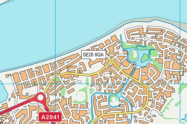 SE28 8QA map - OS VectorMap District (Ordnance Survey)