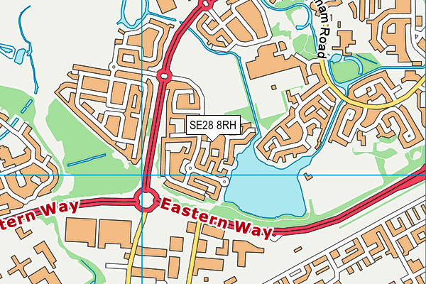 SE28 8RH map - OS VectorMap District (Ordnance Survey)