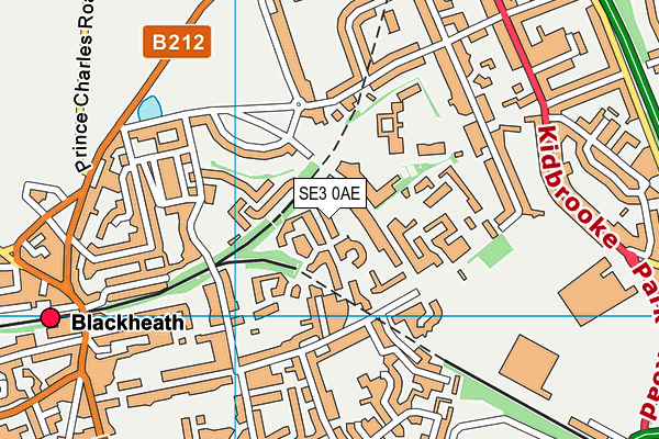SE3 0AE map - OS VectorMap District (Ordnance Survey)