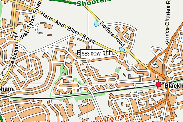 SE3 0QW map - OS VectorMap District (Ordnance Survey)