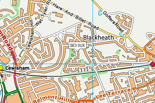 SE3 0UX map - OS VectorMap District (Ordnance Survey)