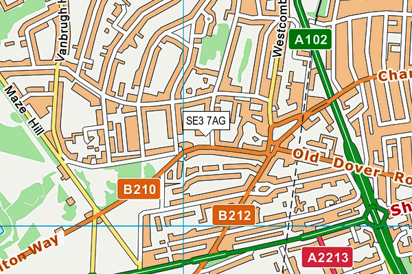 SE3 7AG map - OS VectorMap District (Ordnance Survey)