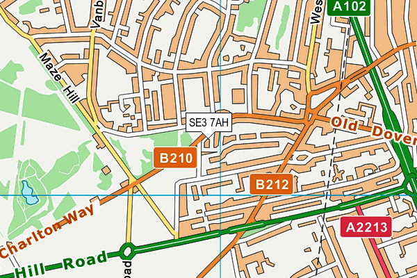 SE3 7AH map - OS VectorMap District (Ordnance Survey)