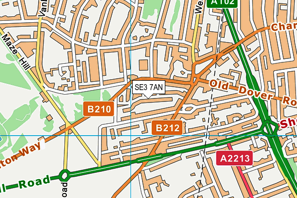 SE3 7AN map - OS VectorMap District (Ordnance Survey)