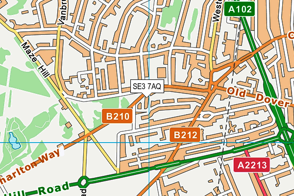 SE3 7AQ map - OS VectorMap District (Ordnance Survey)