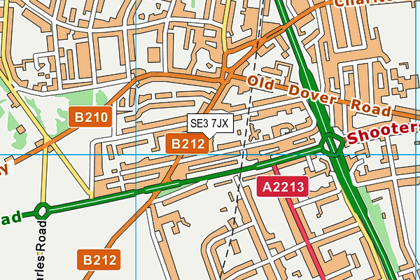 SE3 7JX map - OS VectorMap District (Ordnance Survey)