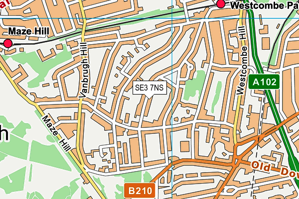 SE3 7NS map - OS VectorMap District (Ordnance Survey)