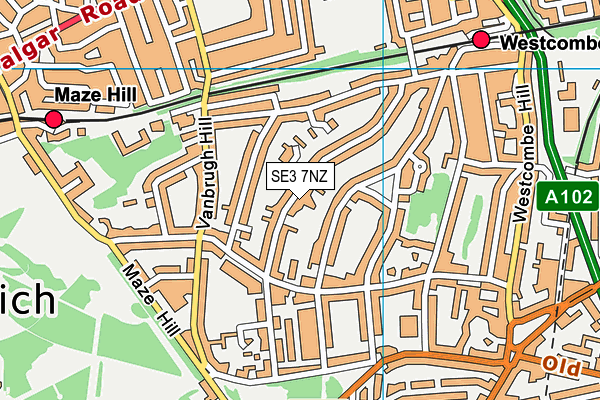 SE3 7NZ map - OS VectorMap District (Ordnance Survey)