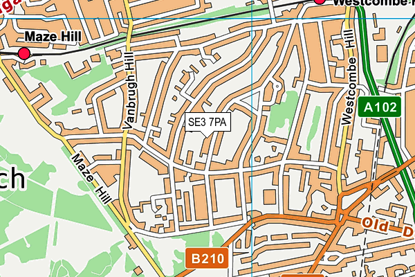 SE3 7PA map - OS VectorMap District (Ordnance Survey)