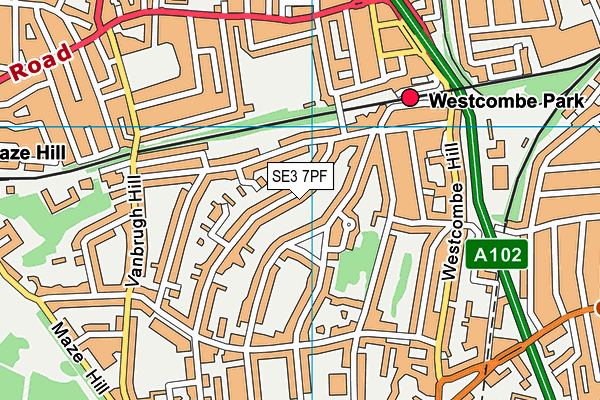 SE3 7PF map - OS VectorMap District (Ordnance Survey)