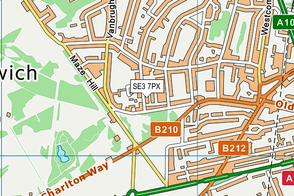 SE3 7PX map - OS VectorMap District (Ordnance Survey)