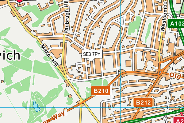 SE3 7PY map - OS VectorMap District (Ordnance Survey)