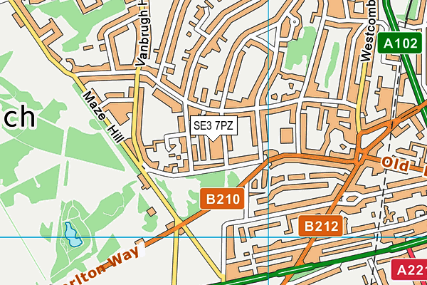 SE3 7PZ map - OS VectorMap District (Ordnance Survey)