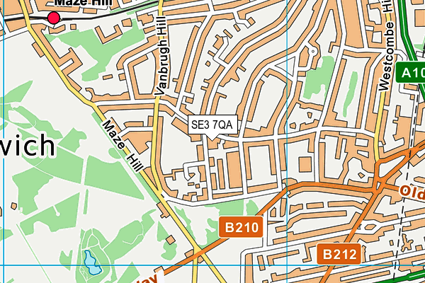 SE3 7QA map - OS VectorMap District (Ordnance Survey)