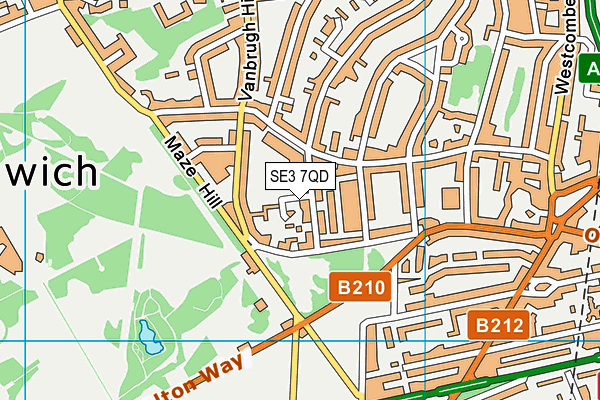 SE3 7QD map - OS VectorMap District (Ordnance Survey)