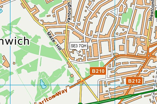 SE3 7QH map - OS VectorMap District (Ordnance Survey)