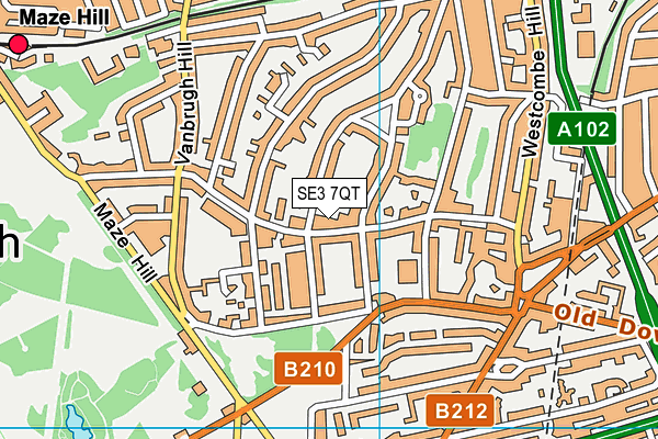 SE3 7QT map - OS VectorMap District (Ordnance Survey)