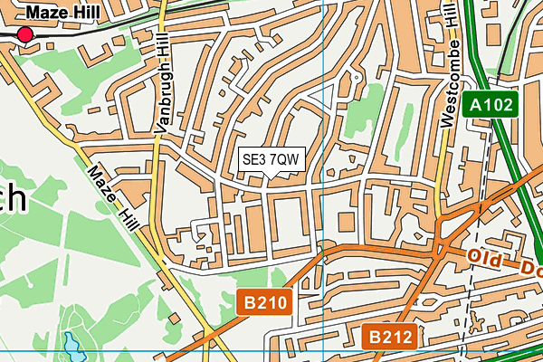 SE3 7QW map - OS VectorMap District (Ordnance Survey)