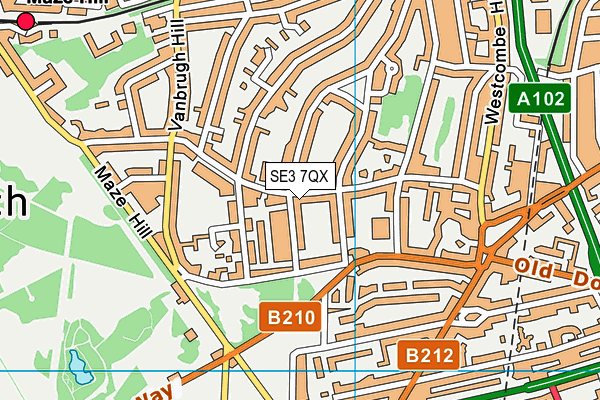 SE3 7QX map - OS VectorMap District (Ordnance Survey)