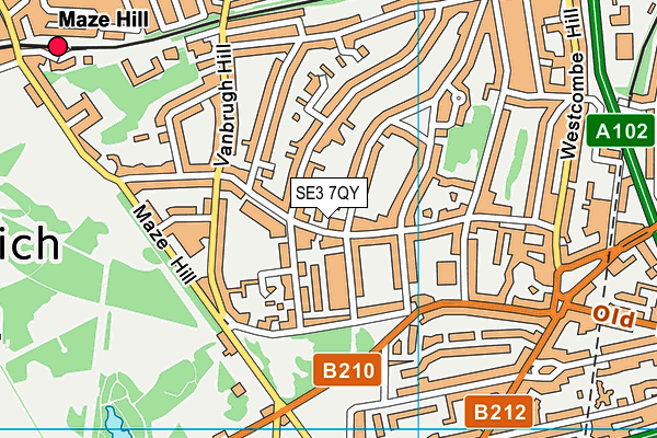 SE3 7QY map - OS VectorMap District (Ordnance Survey)