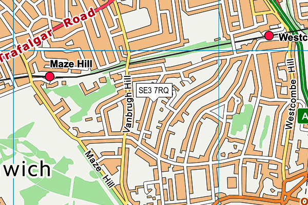 SE3 7RQ map - OS VectorMap District (Ordnance Survey)