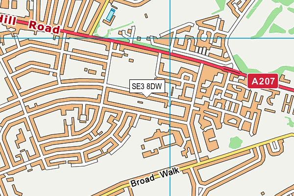 SE3 8DW map - OS VectorMap District (Ordnance Survey)