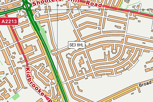 SE3 8HL map - OS VectorMap District (Ordnance Survey)
