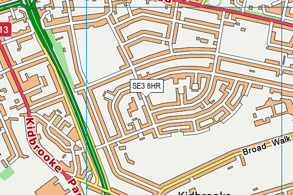 SE3 8HR map - OS VectorMap District (Ordnance Survey)