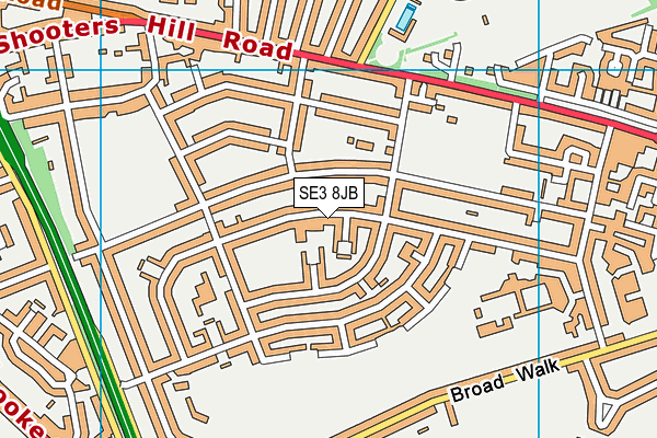 SE3 8JB map - OS VectorMap District (Ordnance Survey)